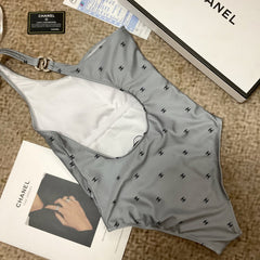 chanel/26SS NEW Grey One-Shoulder One-Piece Swimsuit 👙