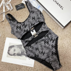 chanel/26SS NEW Grey One-Piece Swimsuit 👙