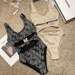 chanel/26SS NEW Grey One-Piece Swimsuit 👙