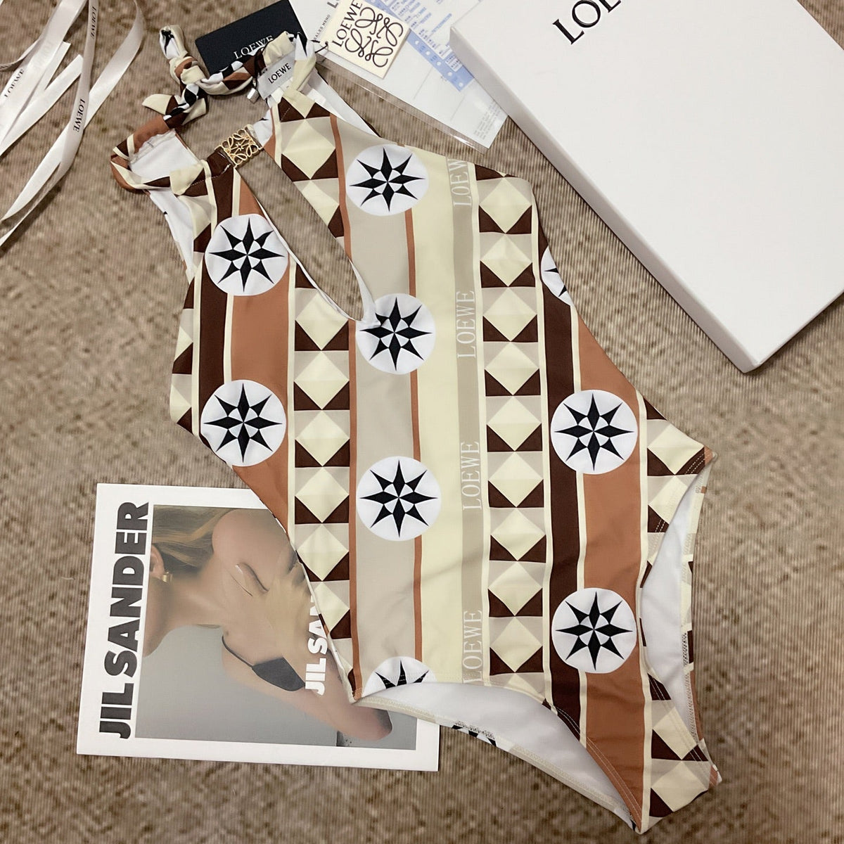 LOEWE/26SS NEW Geometric Pattern One-Piece Swimsuit 👙
