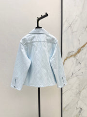 26SS NEW Coco Girl Beach Collection Heavy Embroidery Diamond Pattern Denim Top🩵