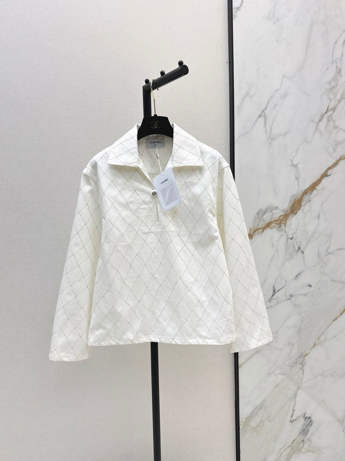 26SS NEW Coco Girl Beach Collection Heavy Embroidery Diamond Pattern Denim Top🩵