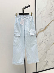 26SS NEW Coco Girl Beach Collection Heavy Embroidery Diamond Pattern Straight Leg Jeans🩵