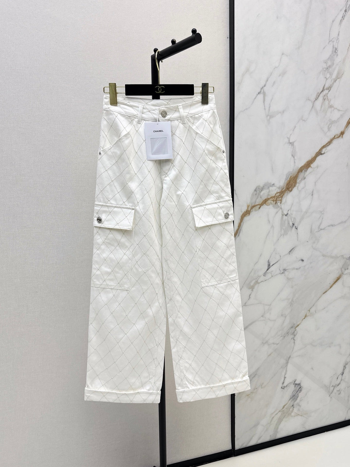26SS NEW Coco Girl Beach Collection Heavy Embroidery Diamond Pattern Straight Leg Jeans🩵