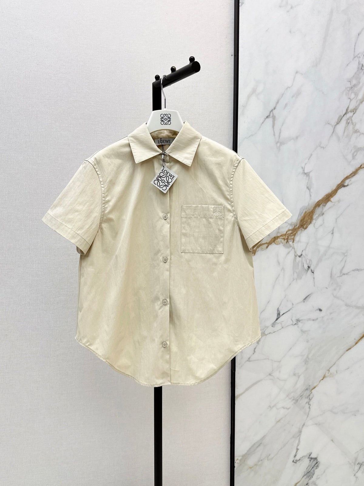 26SS NEW Square Pattern Embroidered Babydoll Shirt 🤎