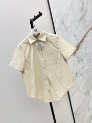 26SS NEW Square Pattern Embroidered Babydoll Shirt 🤎