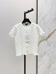 26SS NEW Diamond Pattern 3D Jacquard Short-Sleeve Knit Cardigan 🤍