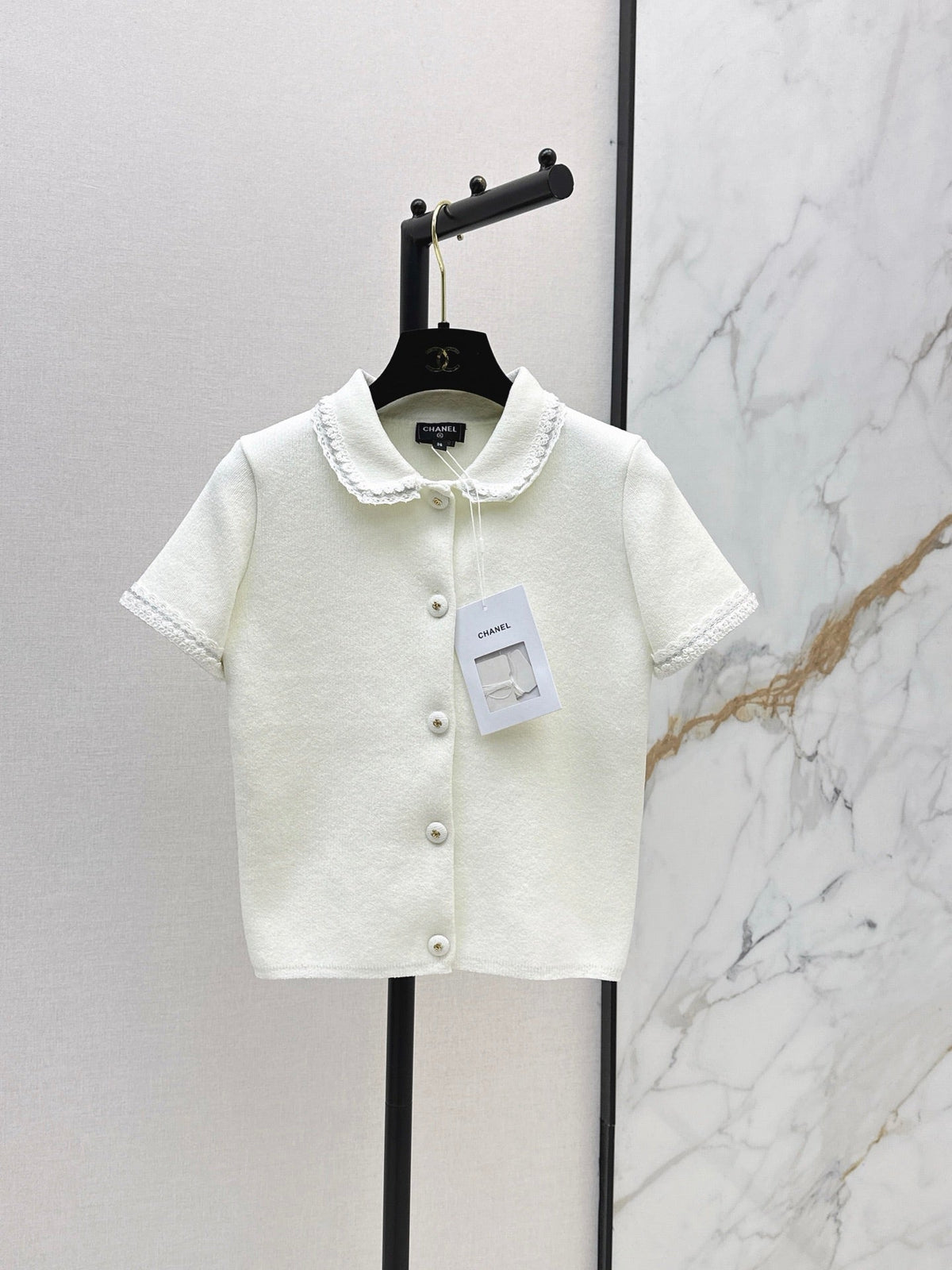 26SS NEW 3D Trim Peter Pan Collar Short-Sleeve Knit Cardigan 🤍