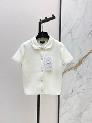 26SS NEW 3D Trim Peter Pan Collar Short-Sleeve Knit Cardigan 🤍