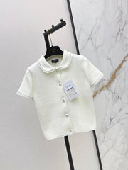 26SS NEW 3D Trim Peter Pan Collar Short-Sleeve Knit Cardigan 🤍