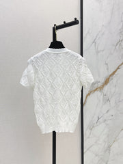 26SS NEW Crew Neck Knitted Openwork Short-Sleeve Cardigan 🖤
