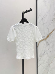 26SS NEW U-neck knitted openwork short-sleeved knit top 🖤