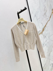26SS NEW Lace-trimmed V-neck cashmere cardigan 🤍
