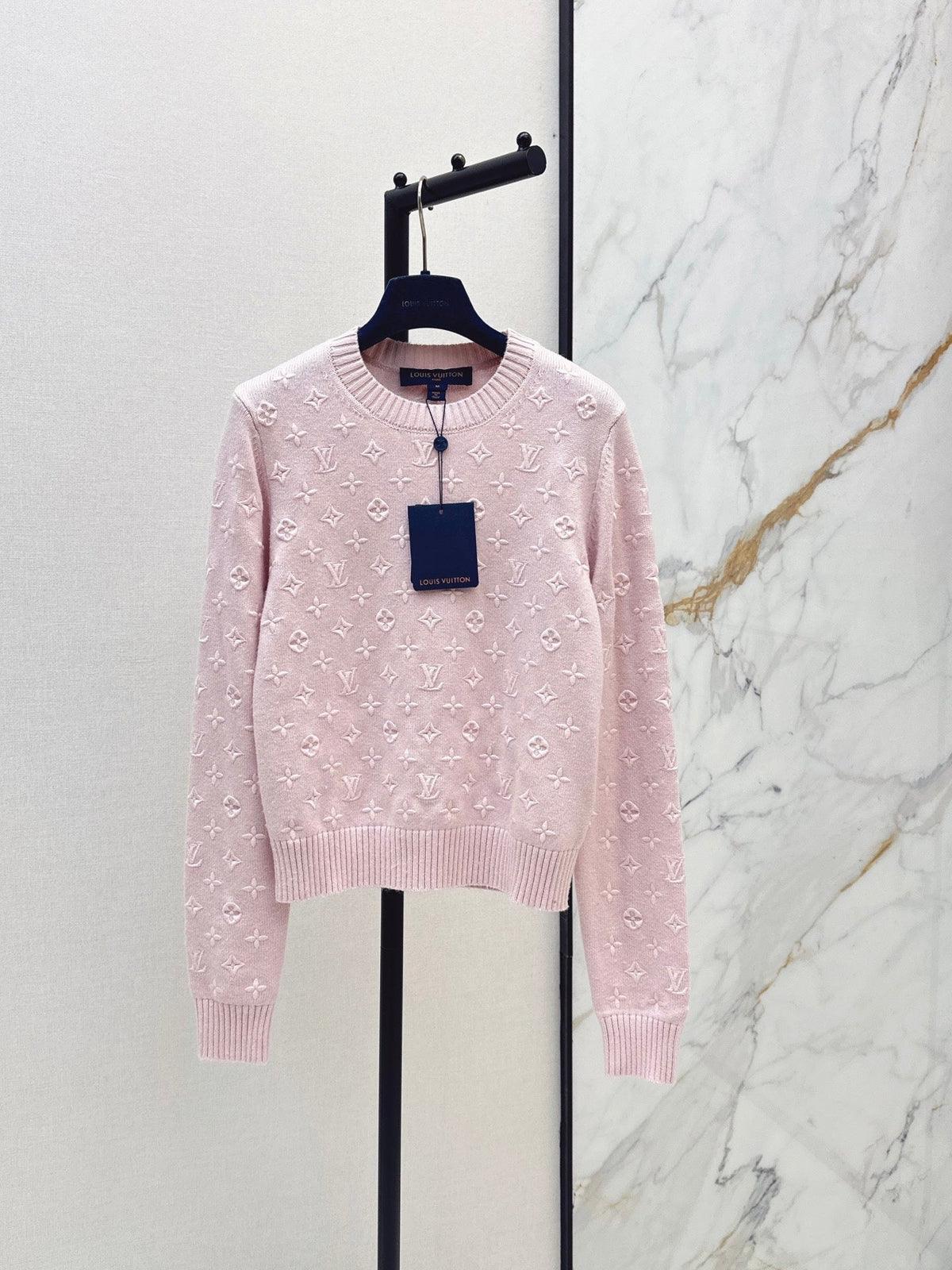 26SS NEW 3D Logo Embroidered Cashmere Pink Knit Sweater 💕