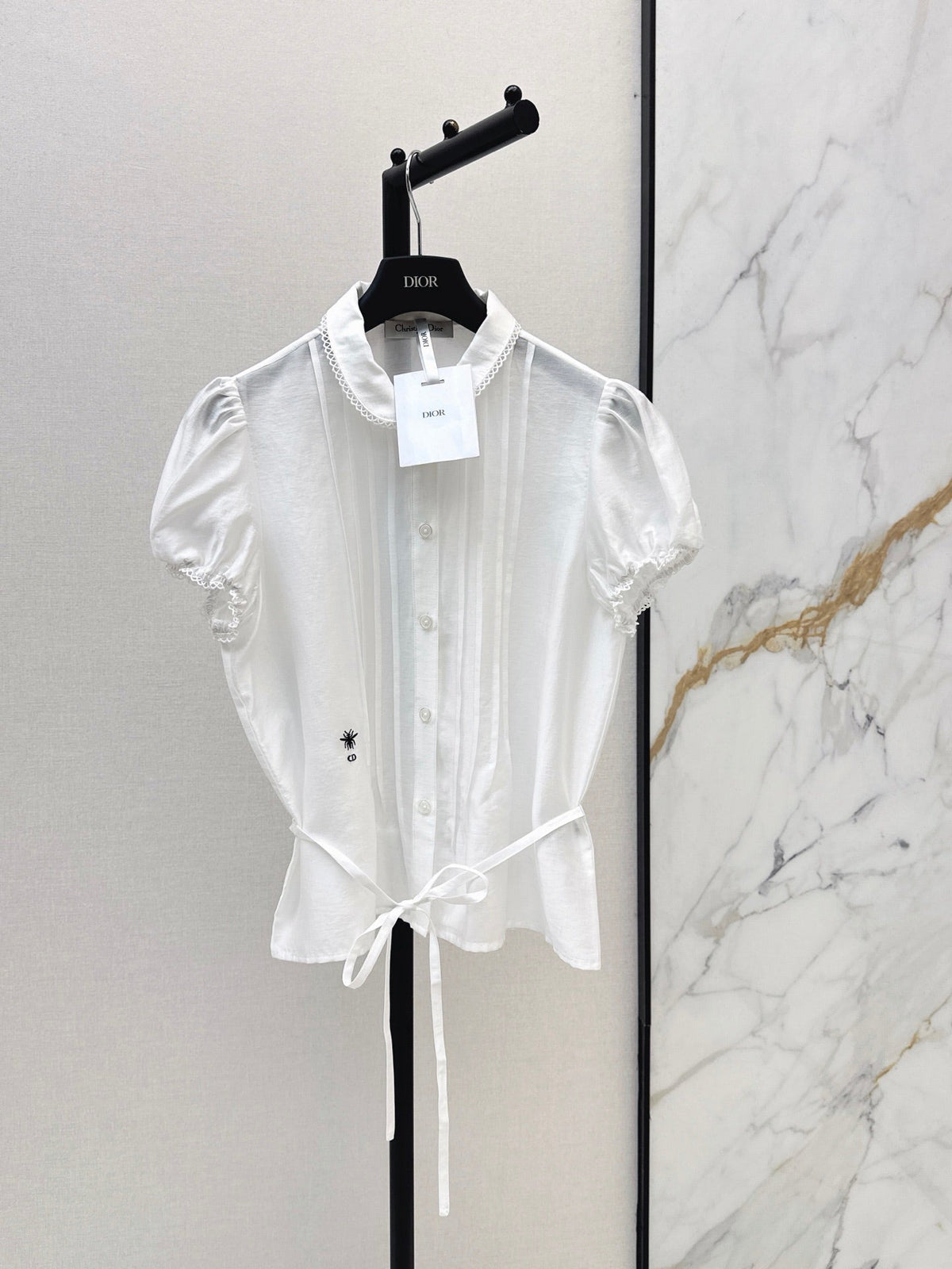 26SS NEW Delicate lace-trimmed Peter Pan collar shirt 🤍