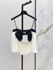 26SS NEW Color-blocked bow-decorated chain strapless camisole 🖤