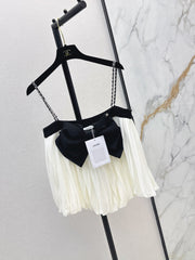 26SS NEW Color-blocked bow-decorated chain strapless camisole 🖤
