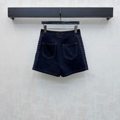 26SS NEW Tweed Patchwork Denim Shorts