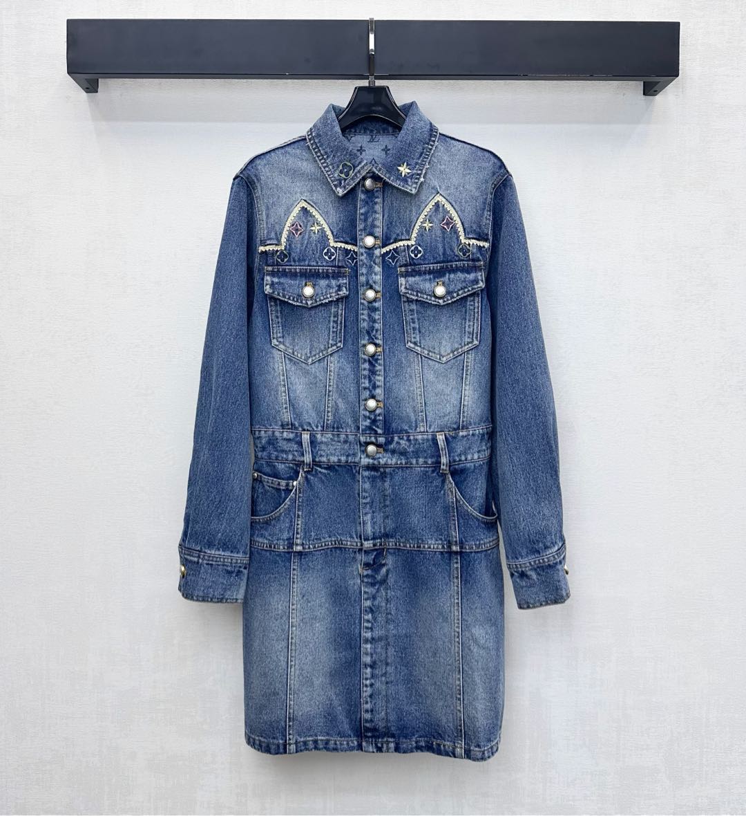 26SS New Heavily Embellished Denim Dress