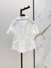 26SS New: French-style minimalist, soft-and-elegant short-sleeved linen shirt with a fitted waist 🤍
