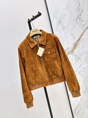 ❤️‍🔥Limited edition❤️‍🔥  26SS New Vintage-Style Brown Suede-Finish Cropped Jacket 🤎