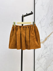 ❤️‍🔥Limited edition❤️‍🔥  26SS New Suede-Finish Pleated Mini Skirt with Zipper Detail 🤎