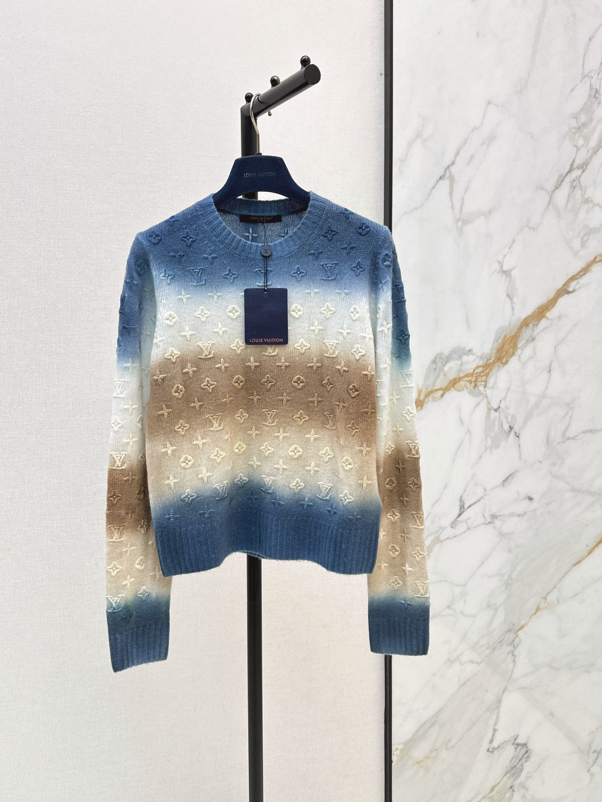 26SS New Gradient Tie-Dye Cashmere Knit with Embossed Logo 🩵