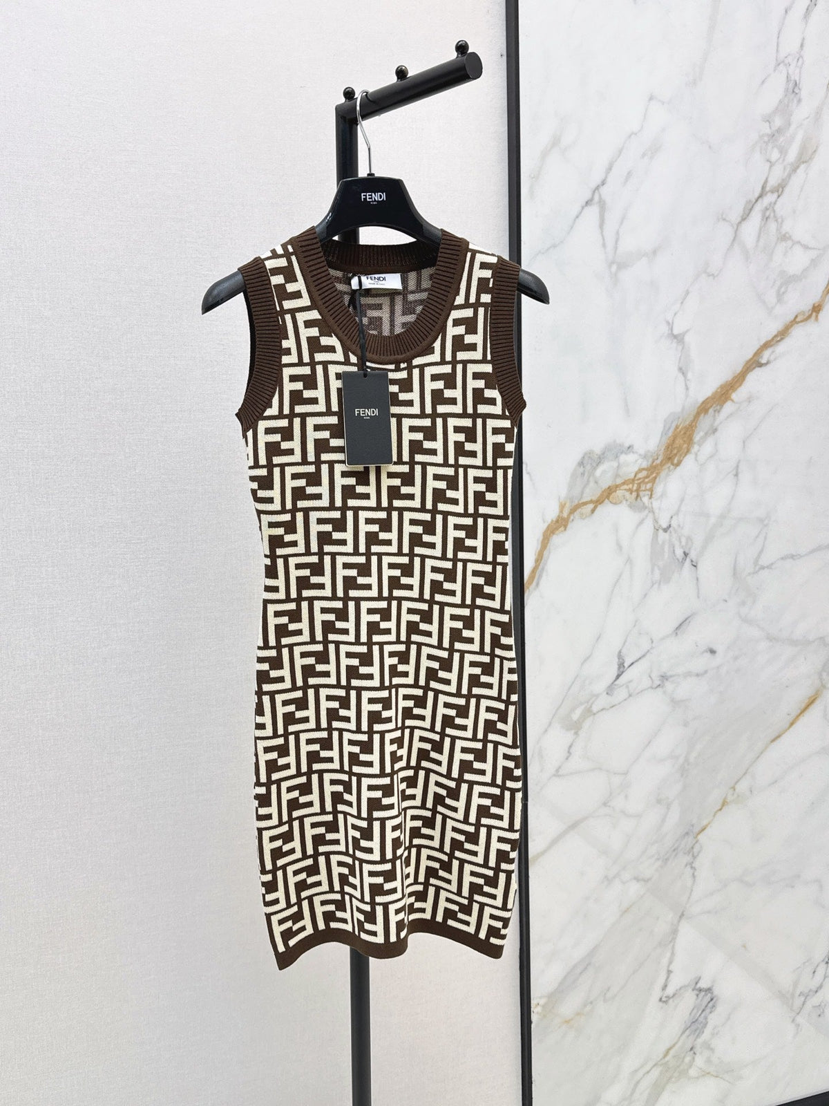 26SS New FF Monogram Knit Sleeveless Dress 🩵