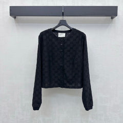 26FW New Jacquard Crew-Neck Cropped Cardigan