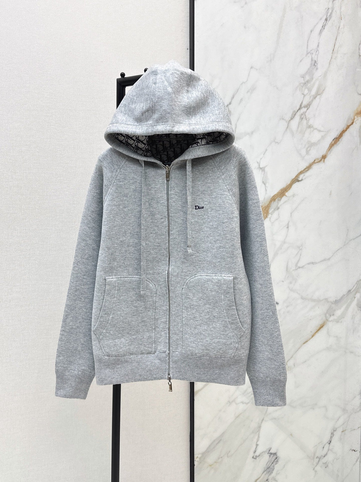26FW New Unisex Reversible Premium Monogram Logo Zip-Up Cashmere Jacket 🩶