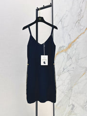 26FW New Camisole Dress with Gold-Thread Embroidered Logo Trim 🖤