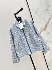 26FW New Miss D Blue & White Classic Monogram Lapel Jacket 🩵