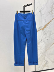 26FW New Klein Blue High-Waisted Cropped Trousers with Cuffed Hems 🩵