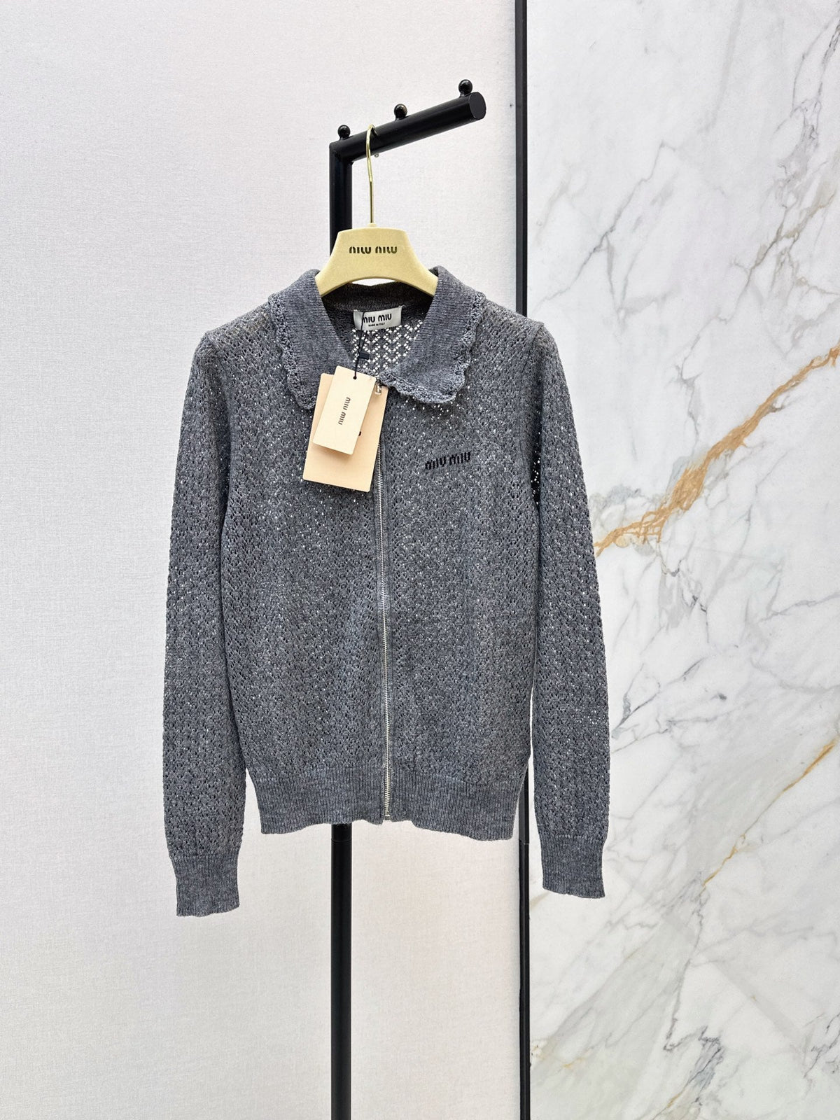 26FW New Knit Zip-Up Cardigan with Peter Pan Collar 🩶
