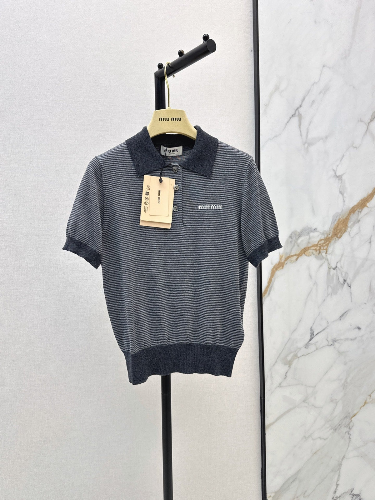 26FW New Striped Knit Top with Polo Collar 🖤