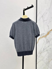 26FW New Striped Knit Top with Polo Collar 🖤