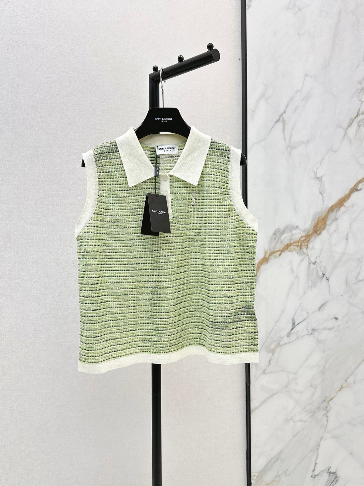 26FW New Color-Block Collared Sleeveless Knit Vest 🤍