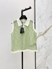 26FW New Color-Block Collared Sleeveless Knit Vest 🤍