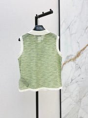 26FW New Color-Block Collared Sleeveless Knit Vest 🤍