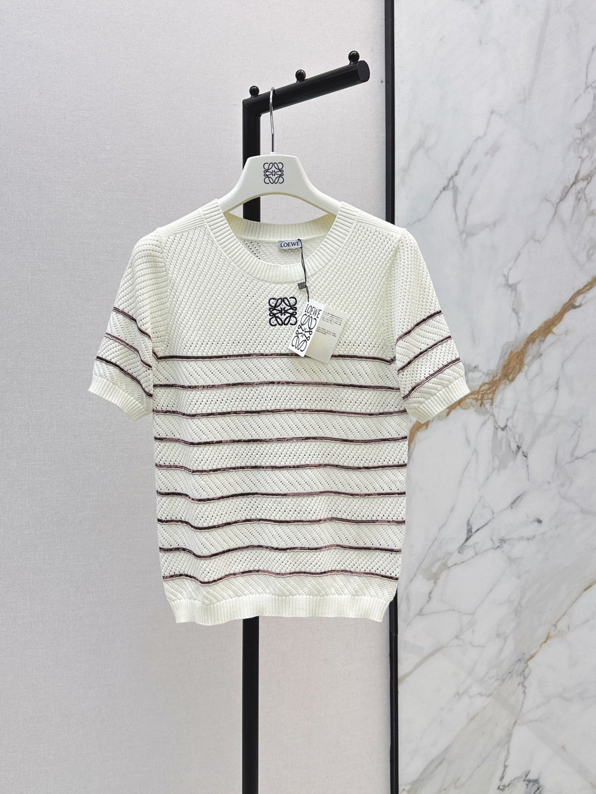 26FW New Minimalist Striped Knit Short-Sleeve Top 🤍