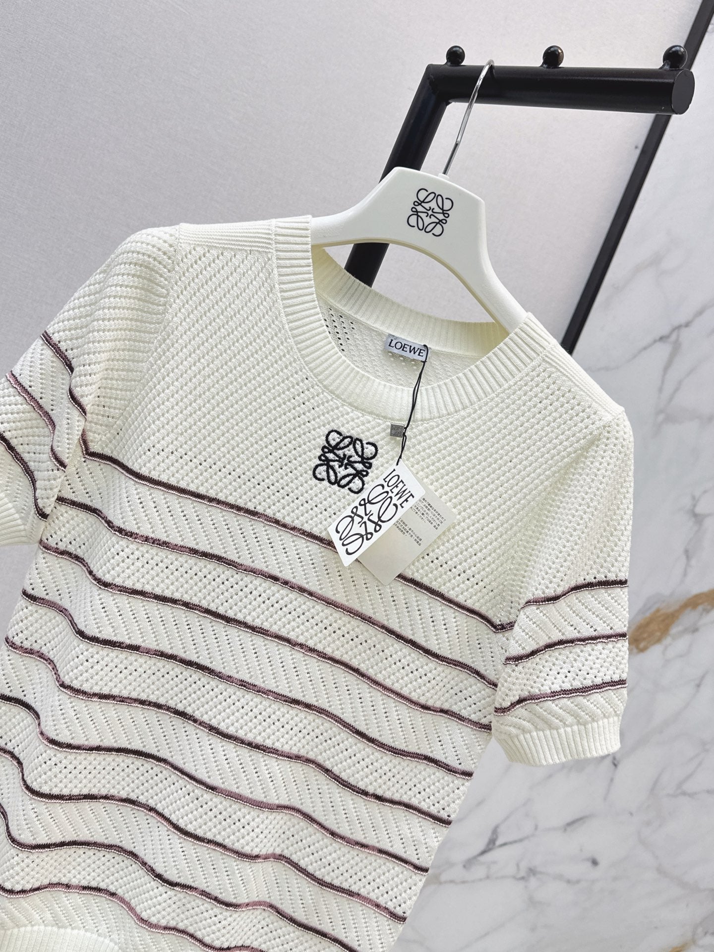 26FW New Minimalist Striped Knit Short-Sleeve Top 🤍
