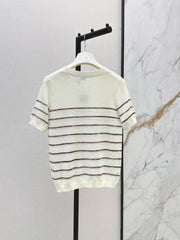 26FW New Minimalist Striped Knit Short-Sleeve Top 🤍