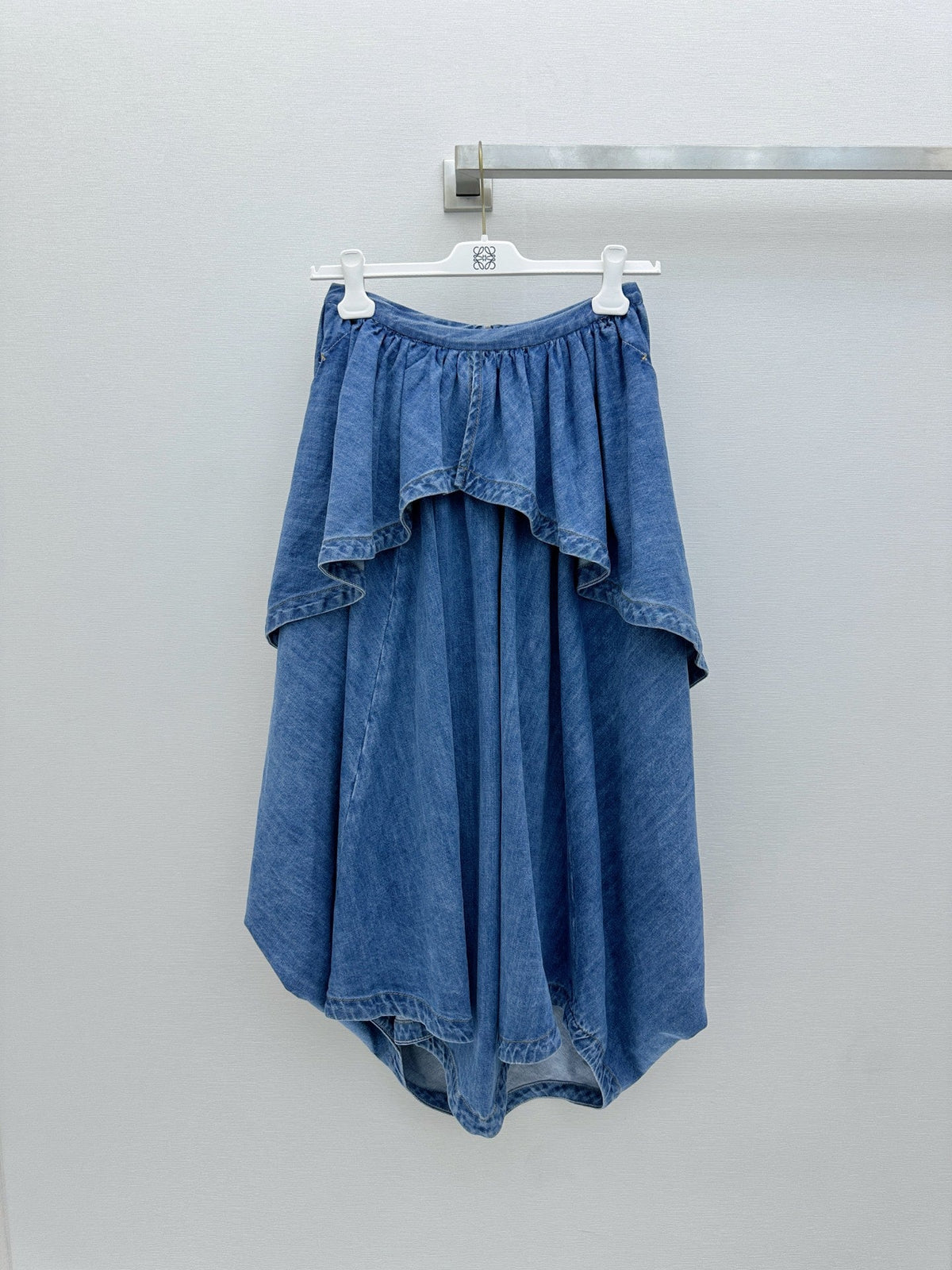 26FW New Asymmetrical Denim Skirt with Ruffled Trim 🩵