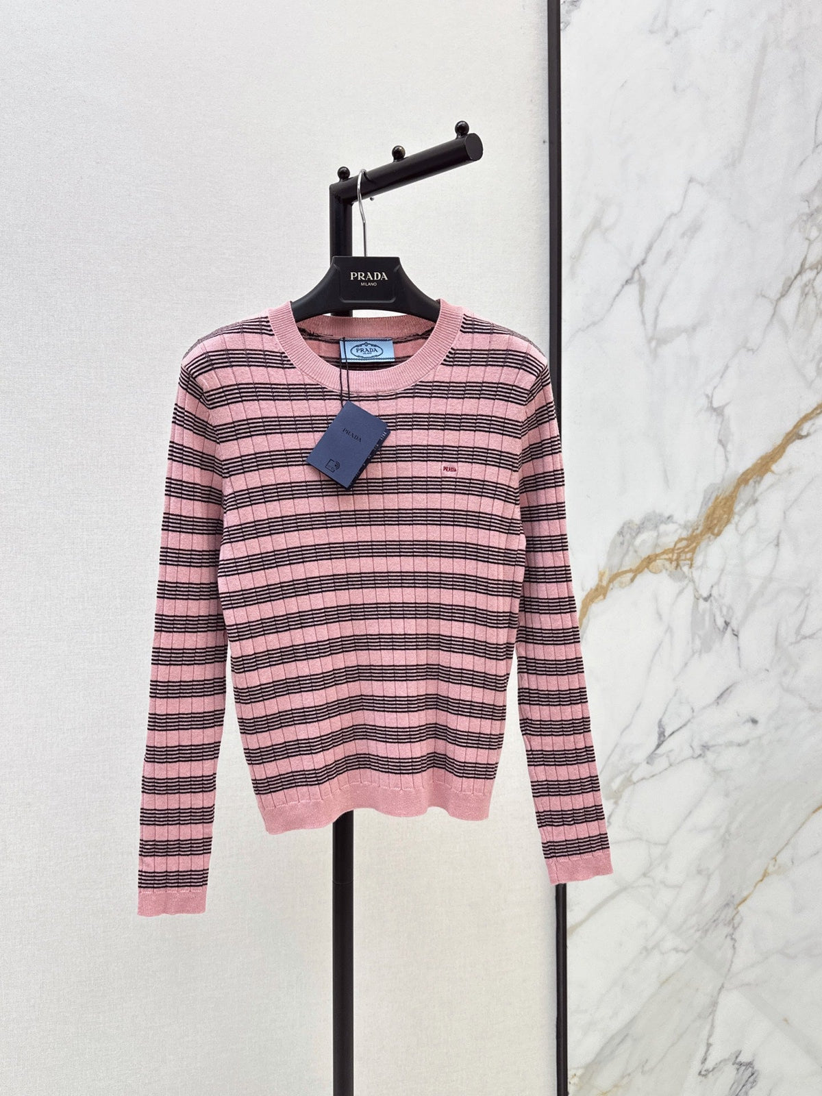 26FW New Retro Color-Block Striped Crew-Neck Long-Sleeve Knit Base Layer 💕