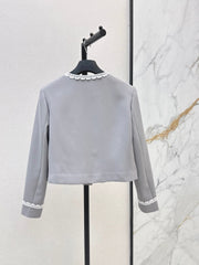 26FW New Color-Block Lace-Trim Crew-Neck Jacket 🩶