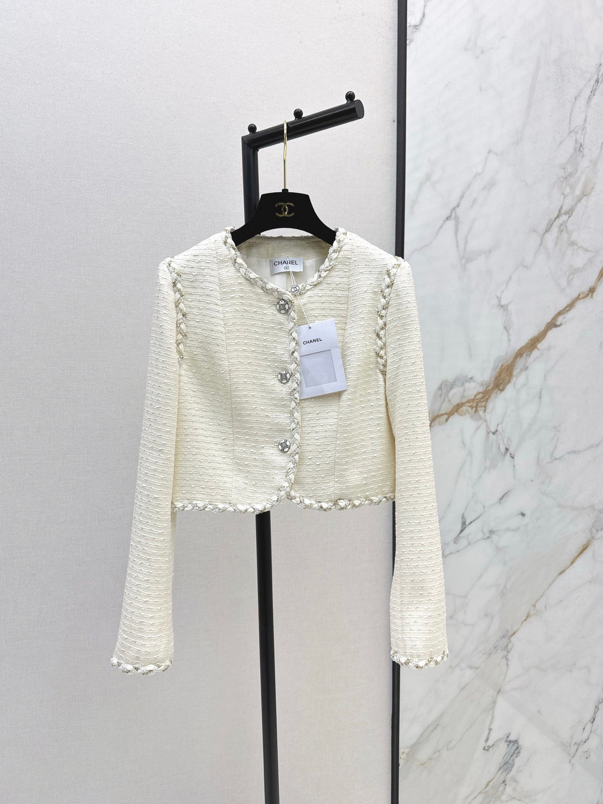 26FW New Cropped Jacket with Woven Trim 🤍
