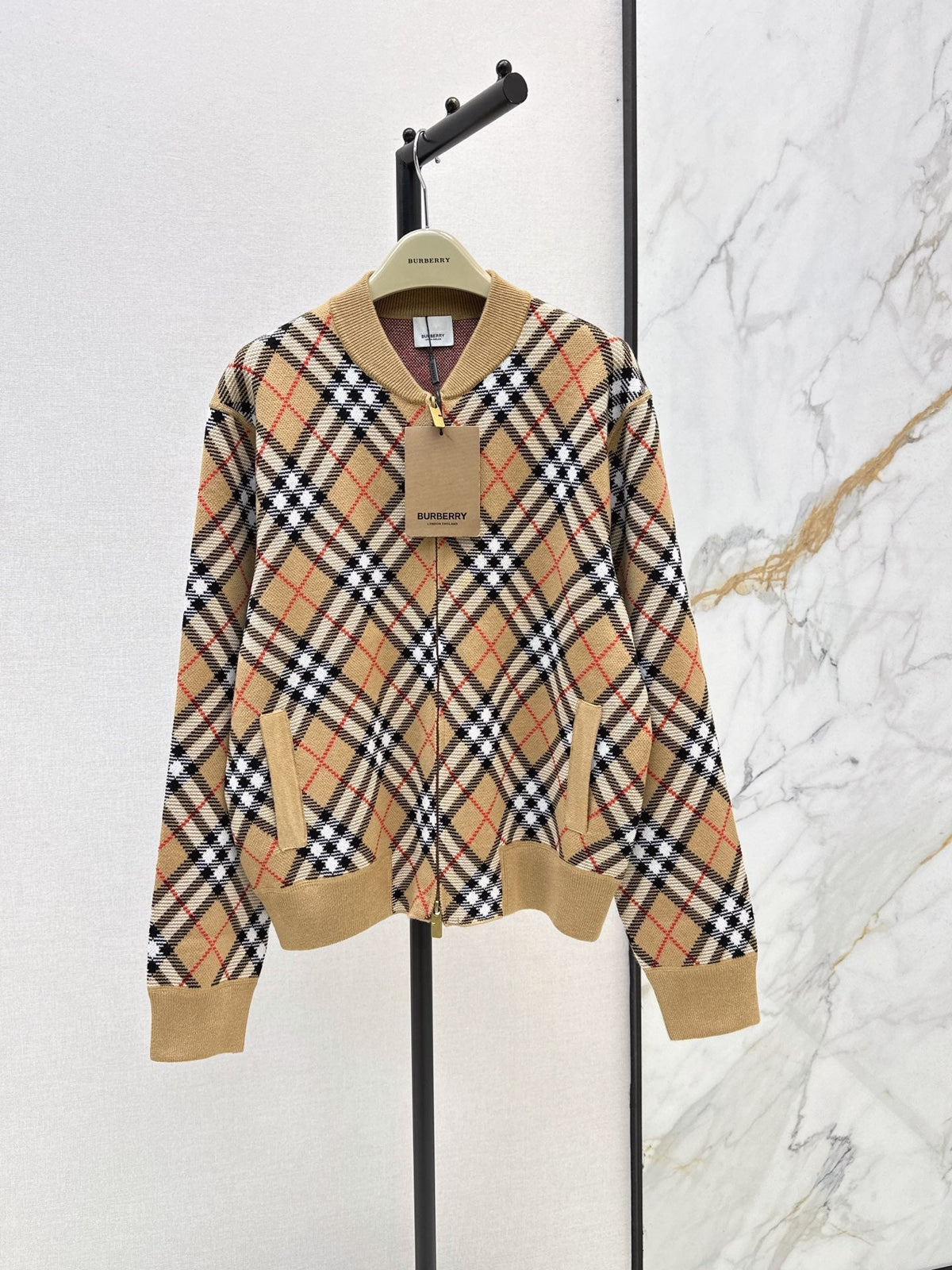 26FW New Plaid Stand-Collar Knit Cardigan 🖤