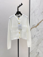 26FW New Striped Jacquard Crew-Neck Cardigan 🖤