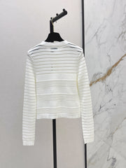 26FW New Striped Jacquard Crew-Neck Cardigan 🖤