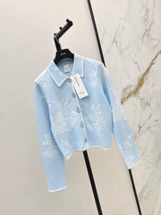 26FW New Floral Jacquard Collared Jacket 🩵